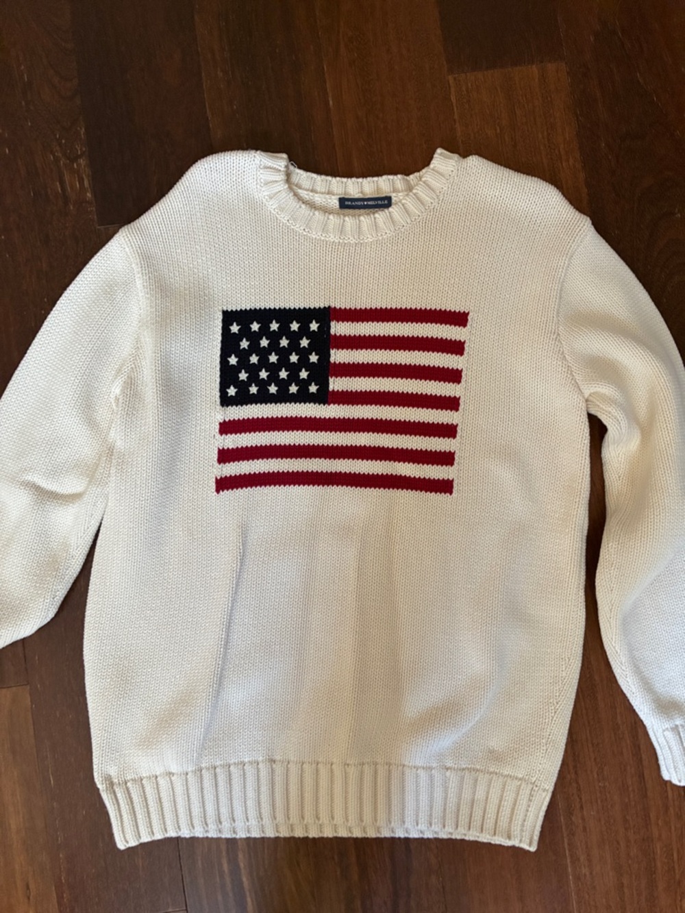 Brandy Melville Cream Knit Sweater with American Flag